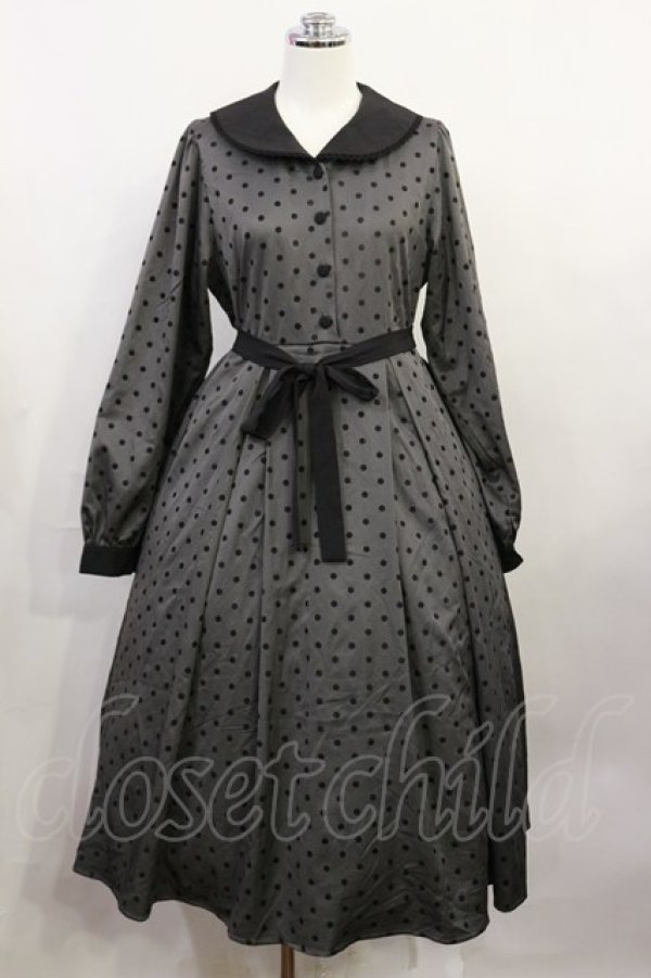 画像1: m petit by misako / AOKドットフロッキーワンピース S グレー H-26-04-03-1007-LO-OP-NS-ZH (1)