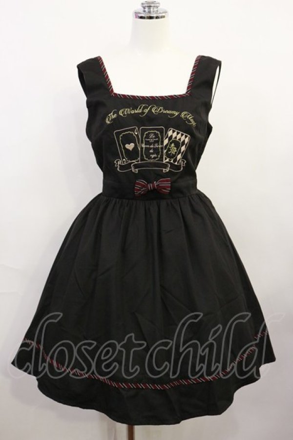 画像1: Amavel / トランプ刺繍ジャンパースカート M ブラック H-26-04-03-1013-CA-OP-NS-ZH (1)