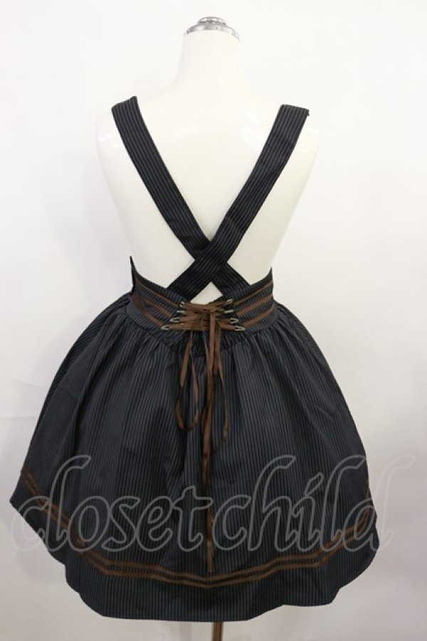 画像2: Amavel / サスペンダーストライプスカート Free ネイビー H-26-04-03-1020-CA-SK-NS-ZH (2)