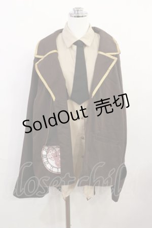 画像: Favorite / 時計うさぎモチーフのスチームパンクシャツ M ブラウン H-26-04-03-1033-LO-BL-NS-ZH