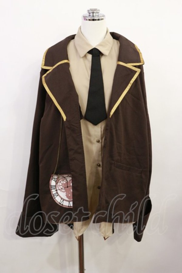 画像1: Favorite / 時計うさぎモチーフのスチームパンクシャツ M ブラウン H-26-04-03-1033-LO-BL-NS-ZH (1)