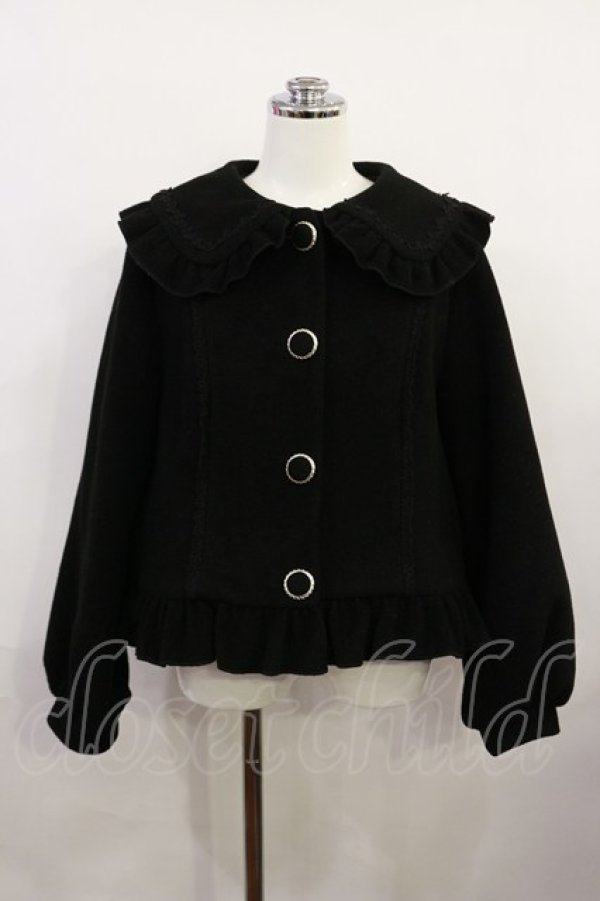 画像1: axes femme kawaii / バックフリルショートコート M ブラック H-26-04-03-1035-AX-CO-NS-ZH (1)