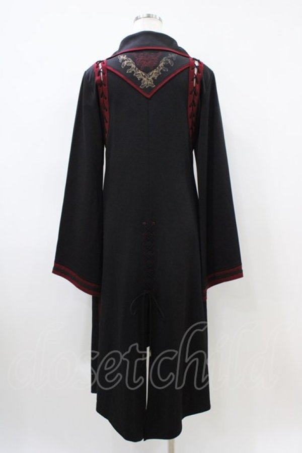 画像2: Ozz oneste / レイヤード風ロングカーディガン  黒×赤 H-26-04-03-015-OO-TO-KB-ZH (2)