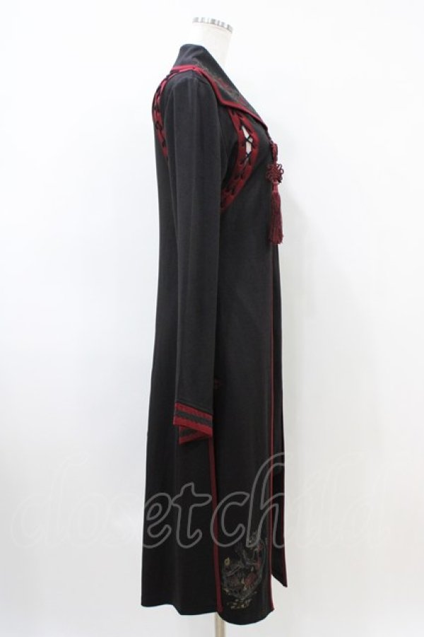 画像3: Ozz oneste / レイヤード風ロングカーディガン  黒×赤 H-26-04-03-015-OO-TO-KB-ZH (3)