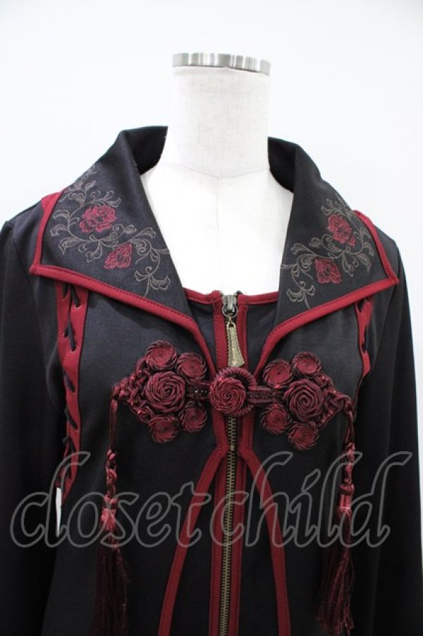 画像4: Ozz oneste / レイヤード風ロングカーディガン  黒×赤 H-26-04-03-015-OO-TO-KB-ZH (4)