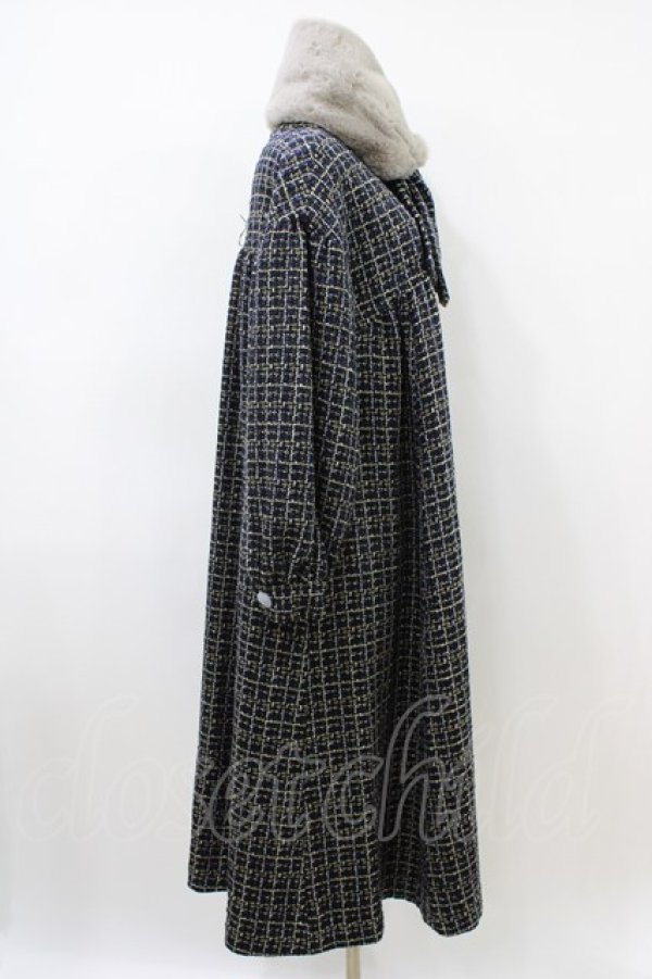 画像3: Maison de minette / Glitter tweed coat&fur tippet  navy H-26-04-03-018-LO-CO-KB-ZH (3)