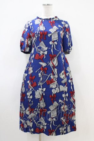 画像: Jane Marple / Pieces of musicランタンスリーブドレス  ライトネイビー H-26-04-03-023-JM-OP-KB-ZH