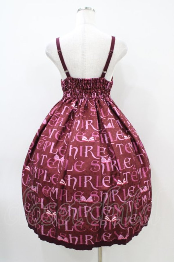 画像2: Shirley Temple / ロゴプリントジャンパースカート  ワイン H-26-04-03-025-ET-OP-KB-ZH (2)
