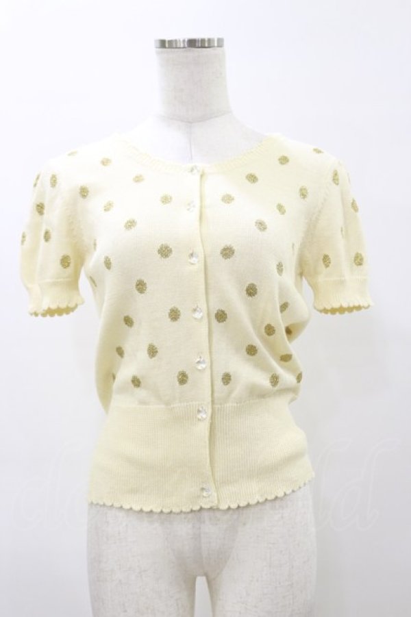 画像1: Emily Temple cute / ラメ水玉ニットカーディガン  オフ H-26-04-04-037-ET-TO-KB-ZH (1)