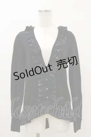 画像: h.naoto Blood / フリルニットボタンカーディガン  黒 H-26-04-04-038-HN-TO-AK-ZH