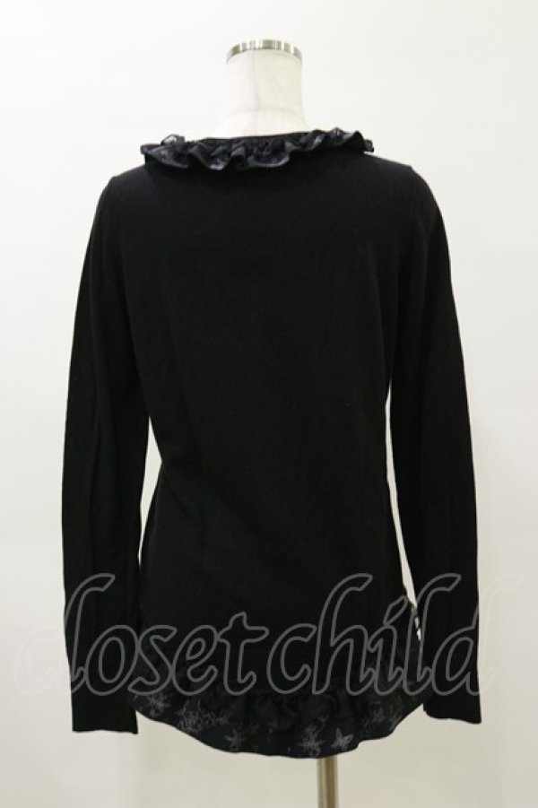 画像2: h.naoto Blood / フリルニットボタンカーディガン  黒 H-26-04-04-038-HN-TO-AK-ZH (2)