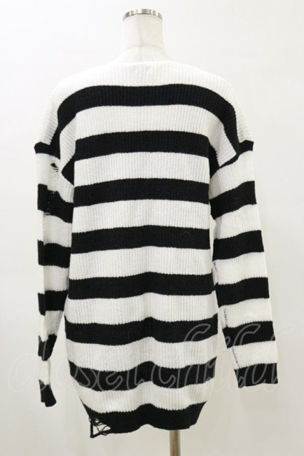 画像2: NieR Clothing / ボーダーニット  白×黒 H-26-04-04-040-PU-TO-AK-ZH (2)