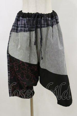 画像: MINT NeKO / 柄切替プリントパンツ  黒 H-26-04-04-045-HN-PA-AK-ZH