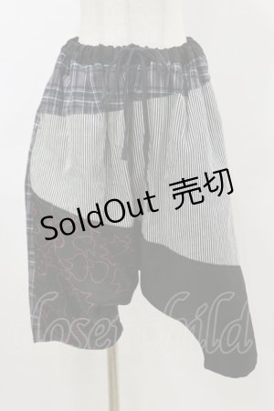 画像: MINT NeKO / 柄切替プリントパンツ  黒 H-26-04-04-045-HN-PA-AK-ZH