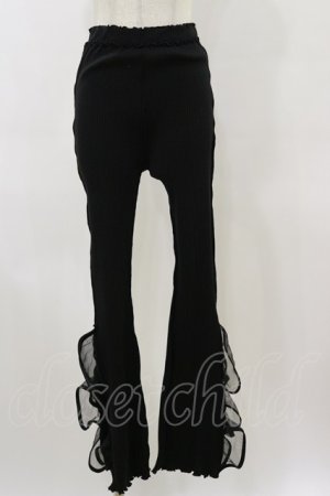 画像: lilLilly / リブフリルパンツ  黒 H-26-04-04-047-LO-PA-KB-ZH