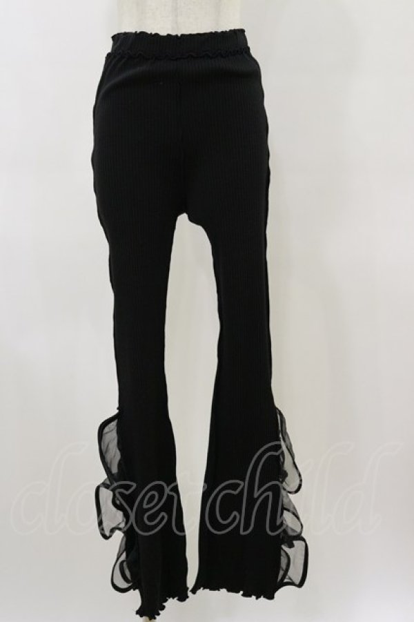 画像1: lilLilly / リブフリルパンツ  黒 H-26-04-04-047-LO-PA-KB-ZH (1)