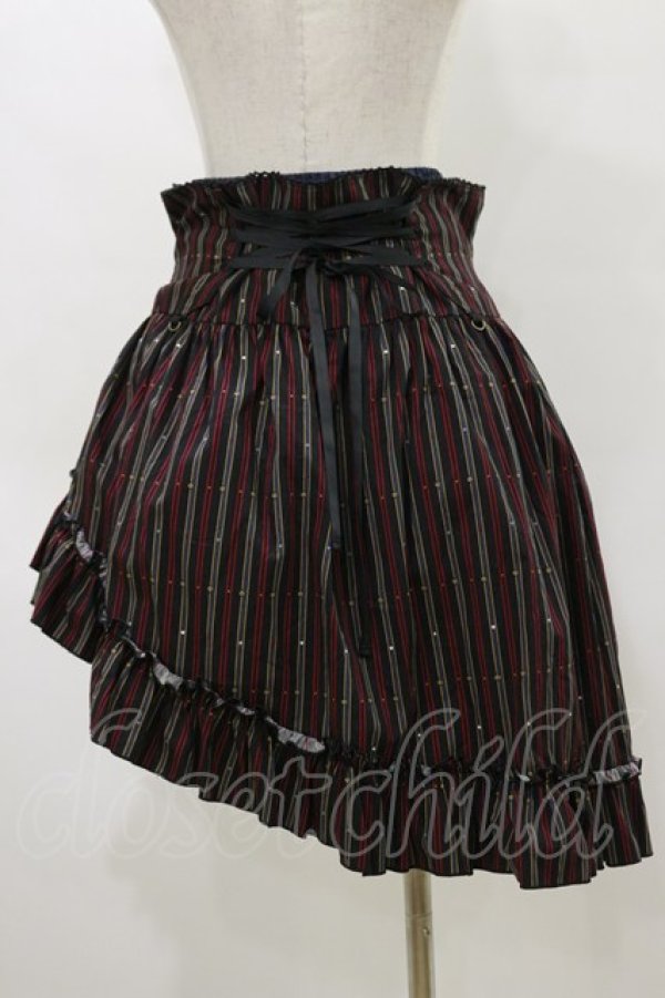 画像2: PUTUMAYO / Midnight Paradeアシメスカート  黒赤ストライプ/紺 H-26-04-04-052-PT-SK-KB-ZH (2)