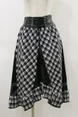 画像1: LISTEN FLAVOR / コルセット風切り替えレースアップスカート  ブラックチェック H-26-04-04-055-PU-SK-KB-ZH (1)