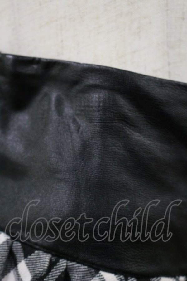 画像4: LISTEN FLAVOR / コルセット風切り替えレースアップスカート  ブラックチェック H-26-04-04-055-PU-SK-KB-ZH (4)