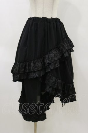 画像: Qutie Frash / ジャガードフリル3段フリルスカート  黒 H-26-04-04-057-QU-SK-AK-ZH