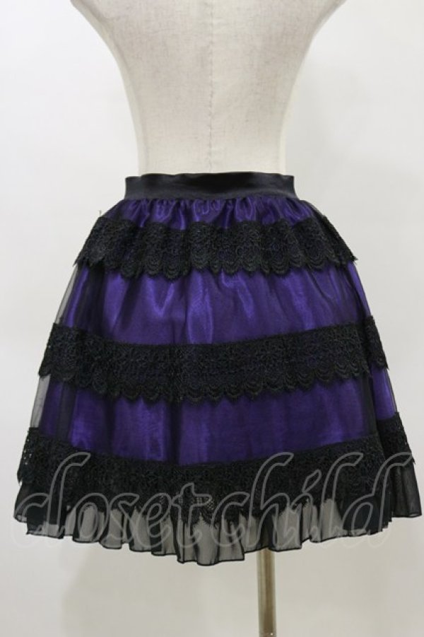 画像2: MR corset / レースレイヤードスカート  黒×紫 H-26-04-04-058-PU-SK-AK-ZH (2)
