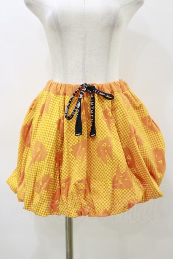 画像1: MINT NeKO / チェックプリントバルーンスカート  オレンジ H-26-04-04-060-HN-SK-AK-ZH (1)
