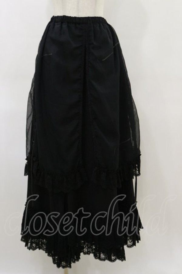画像1: h.naoto Blood / シフォンレイヤードロングスカート  黒 H-26-04-04-061-HN-SK-AK-ZH (1)