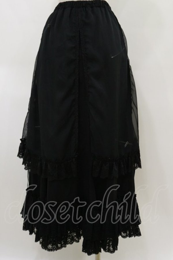 画像2: h.naoto Blood / シフォンレイヤードロングスカート  黒 H-26-04-04-061-HN-SK-AK-ZH (2)