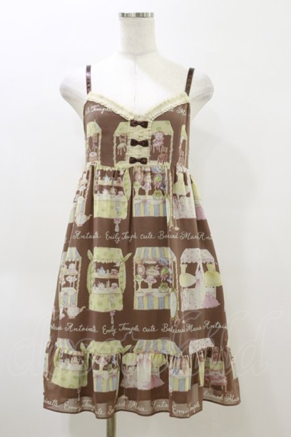 画像1: Emily Temple cute / マリーアントワネットマーケットノースリーブワンピース  茶 H-26-04-04-064-ET-OP-AK-ZH (1)