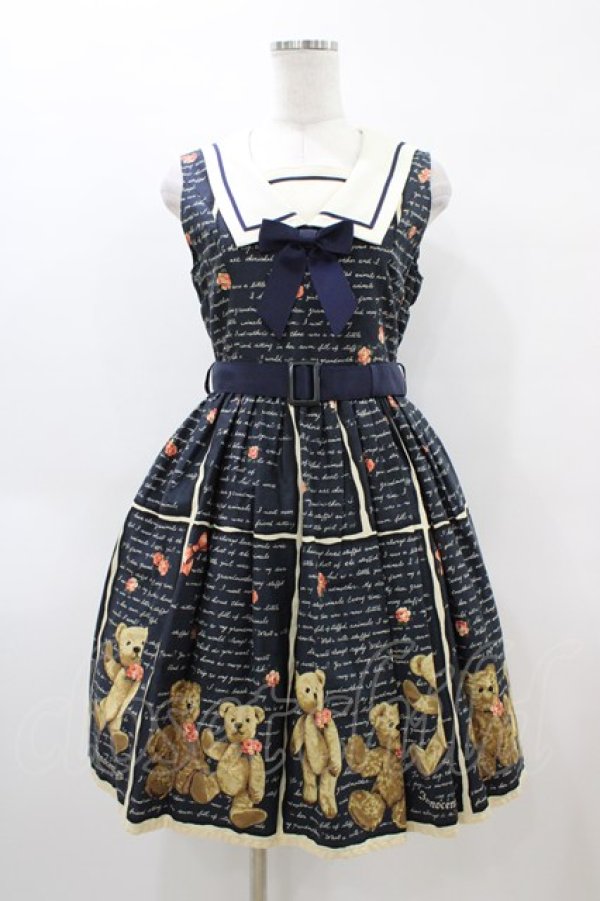 画像1: Innocent World / テディベアストーリーセーラージャンパースカート M ネイビー H-26-04-04-1036-IW-OP-NS-ZH (1)