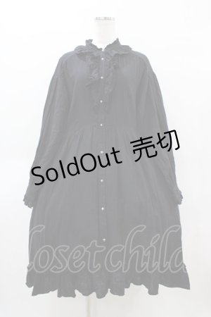 画像: NIBBLE POISON / ガーゼフリルシャツワンピース M ブラック H-26-04-04-1037-0-OP-NS-ZH