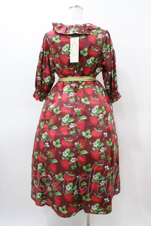 画像2: Perla nell' ostrica / いちごプリントキャンディボタンワンピース M レッド H-26-04-04-1038-EL-OP-NS-ZH (2)