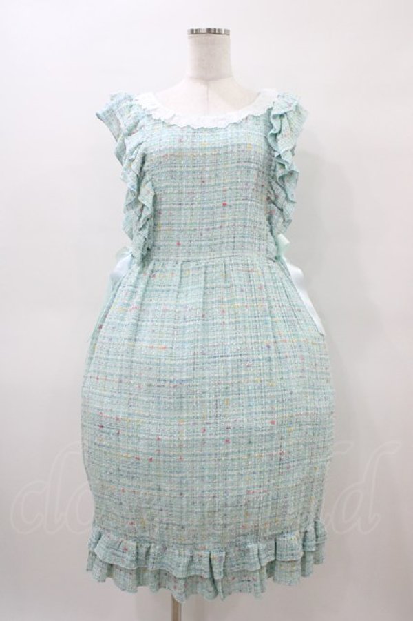 画像1: Nile Perch / ツイードフリルワンピース Free ミント H-26-04-04-1044-LO-OP-NS-ZH (1)