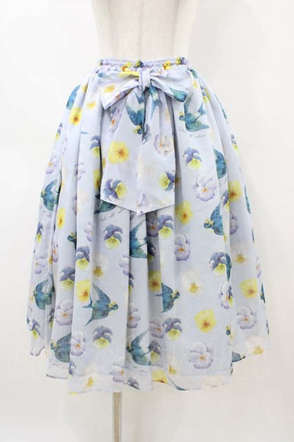 画像1: Perla nell' ostrica / パンジープリントスカート Free サックス H-26-04-04-1048-EL-SK-NS-ZH (1)