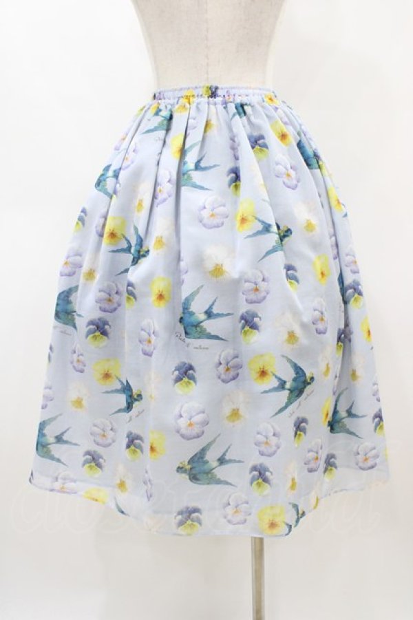 画像2: Perla nell' ostrica / パンジープリントスカート Free サックス H-26-04-04-1048-EL-SK-NS-ZH (2)