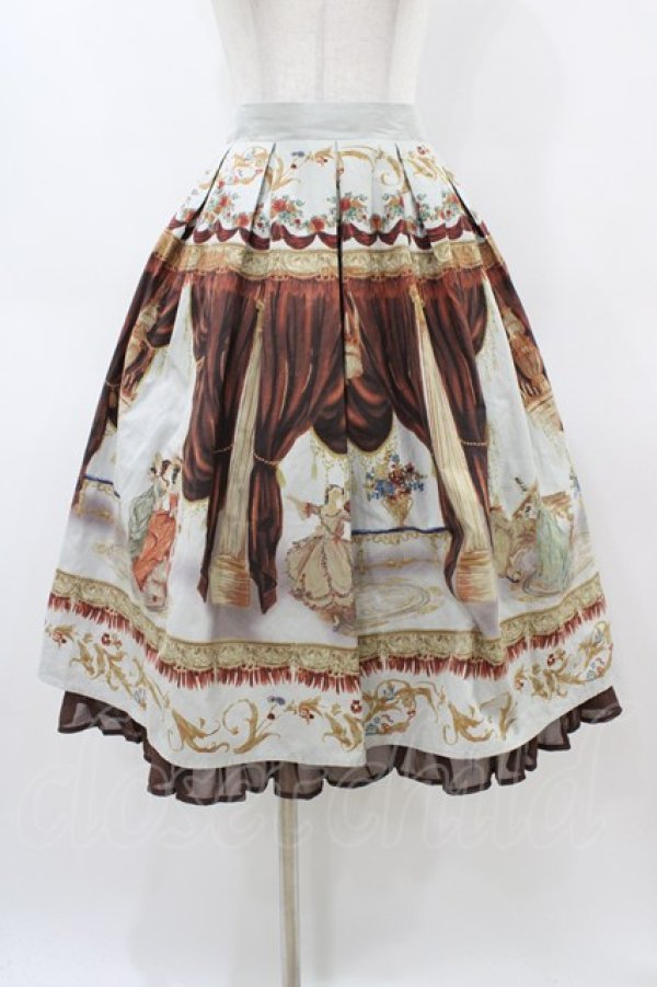 画像1: axes femme NOSTALGIE / 絵画柄スカート M ブラウン H-26-04-04-1049-AX-SK-NS-ZH (1)