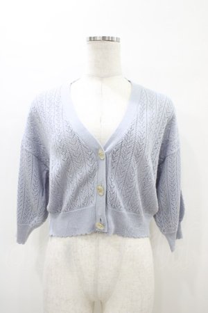 画像: F&A / 押し花釦透かし編み5分袖カーディガン Free L/BLUE H-26-04-04-1059-LO-TO-NS-ZH