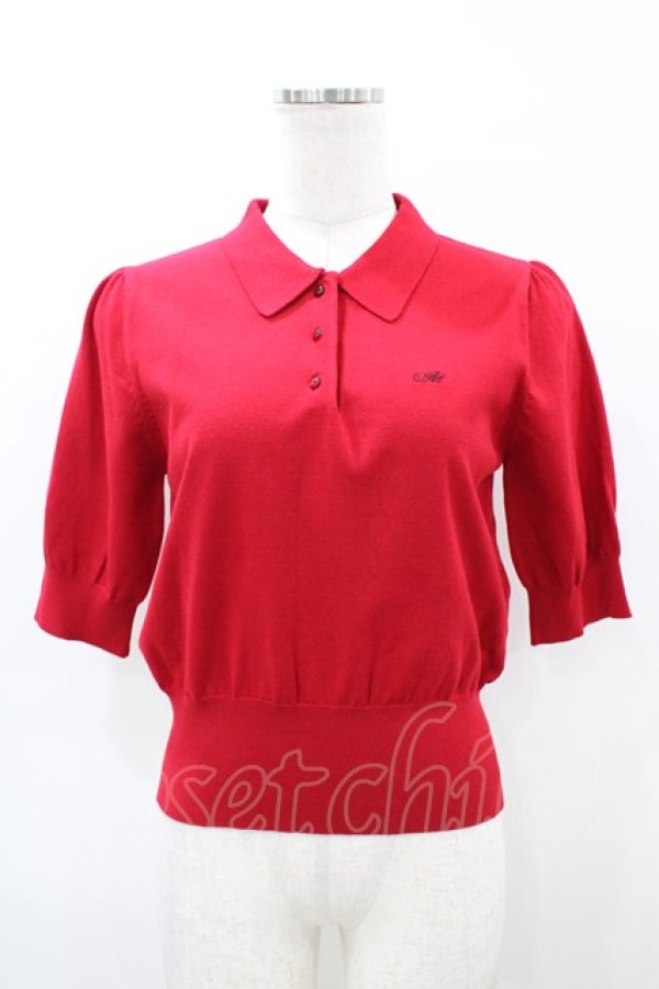 画像1: an another angelus / ANロゴ刺繍ニットポロ Free RED H-26-04-04-1064-CA-TO-NS-ZH (1)