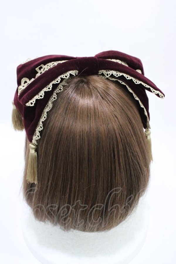 画像2: axes femme kawaii / タッセル付リボンヘッドドレス  ボルドー H-26-04-04-1016-AX-AC-NS-ZH (2)