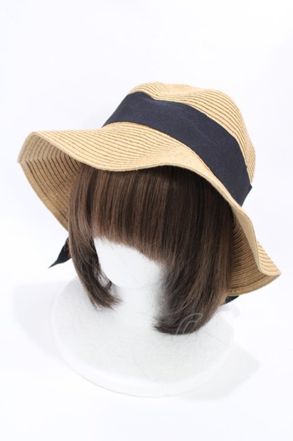 画像1: F&A / リボン付きハット  BEIGE H-26-04-04-1018-LO-AC-NS-ZH (1)