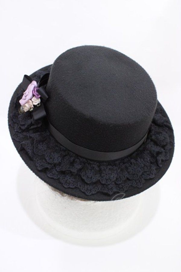 画像2: axes femme / 巻きバラカメオカンカン帽  ブラック H-26-04-04-1019-AX-AC-NS-ZH (2)