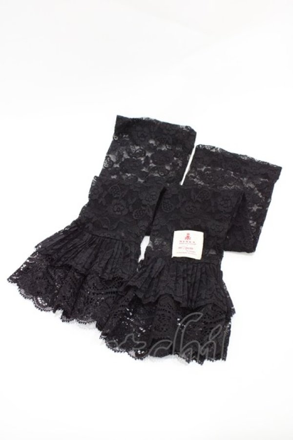 画像1: m petit by misako / NINA'S二重レースアームカバー(ロング)  ブラック H-26-04-04-1021-LO-ZA-NS-ZH (1)