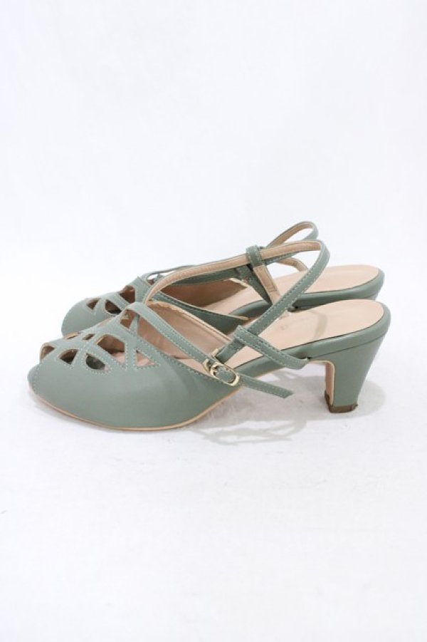 画像2: an another angelus / レースカットワークサンダル L/24.5cm~25.cm GREEN H-26-04-04-1002-CA-SH-NS-ZH (2)