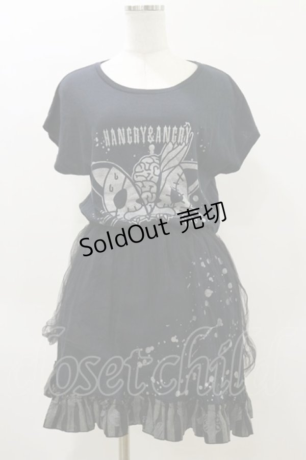 画像1: HANGRY&ANGRY / プリントワンピース  黒 H-26-04-04-069-HN-OP-AK-ZH (1)