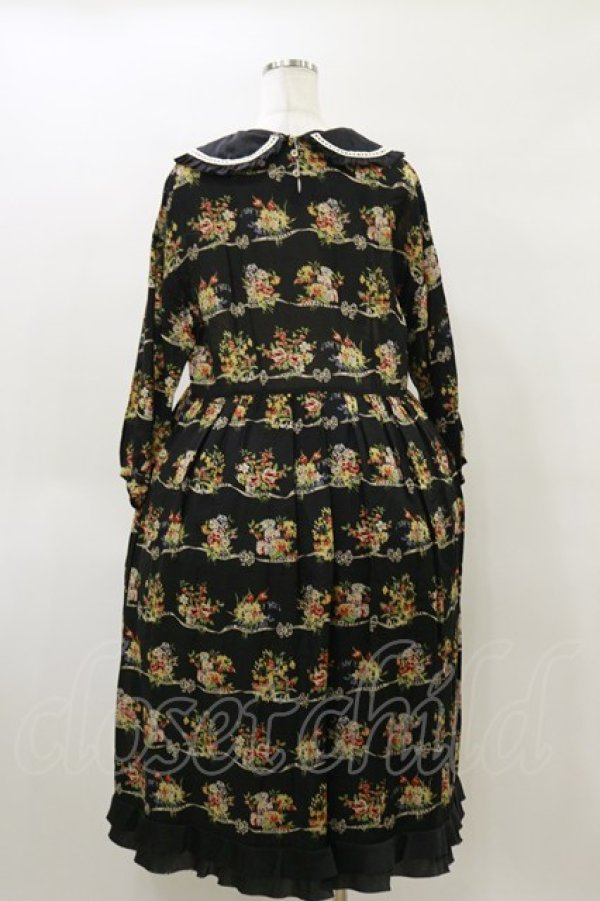 画像2: Jane Marple / Jubilee flowersサテンカラードレス  ブラック H-26-04-04-071-JM-OP-KB-ZH (2)
