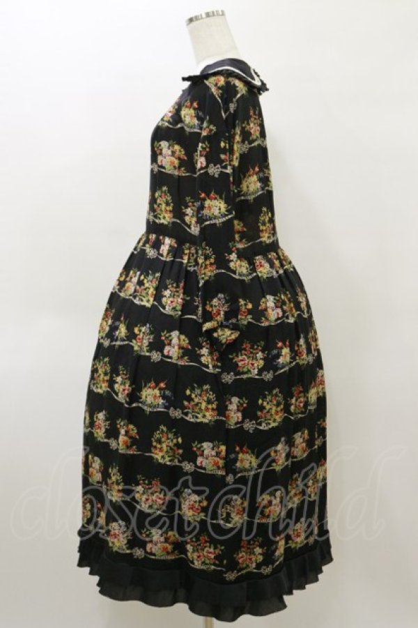 画像3: Jane Marple / Jubilee flowersサテンカラードレス  ブラック H-26-04-04-071-JM-OP-KB-ZH (3)