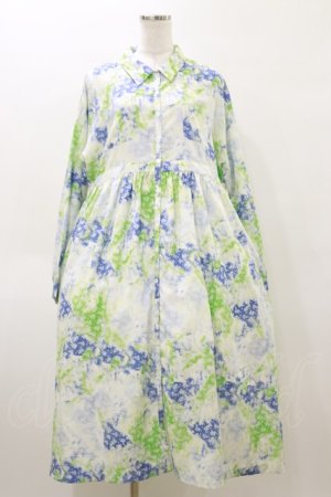 画像: merry jenny / fog flowerシャツワンピース  ブルー H-26-04-04-075-LO-OP-KB-ZH