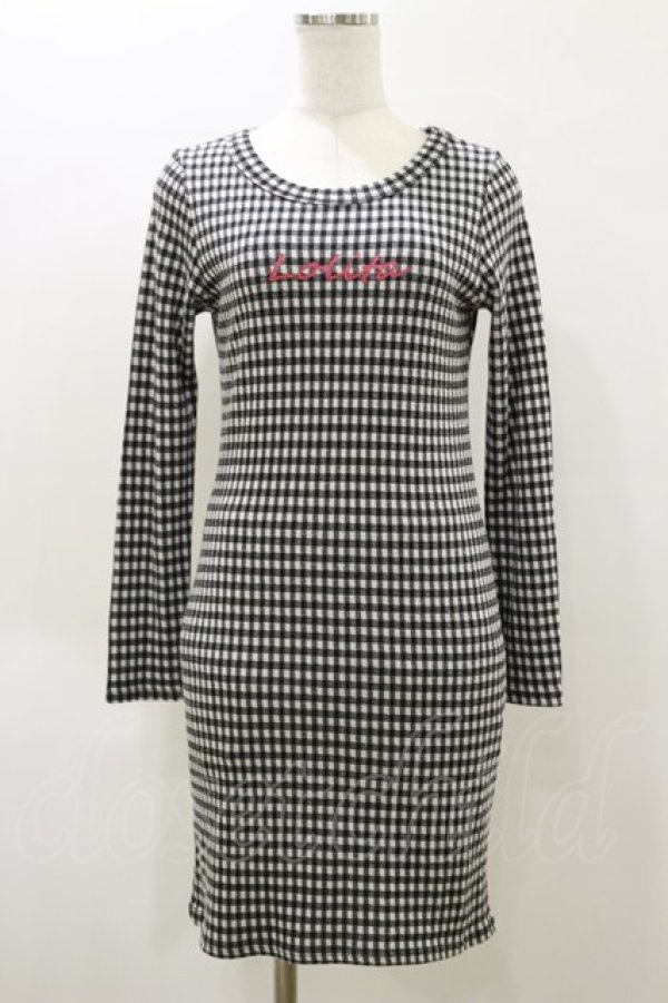 画像1: lilLilly / LOLITAギンガムワンピース  ブラック H-26-04-04-079-LO-OP-KB-ZH (1)