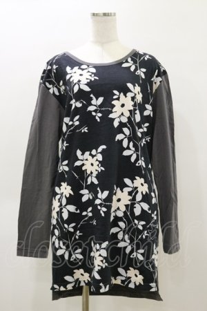 画像: MINT NeKO / 花柄プリントワンピース  黒×グレー H-26-04-04-080-HN-OP-AK-ZH