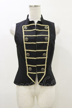 画像: ATELIER PIERROT / マリウスナポレオンベスト  ブラック H-26-04-04-010-EL-TO-KB-ZH